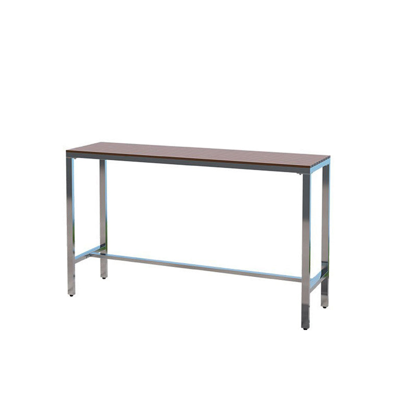 Modern Bar Table Brown Top Dining Table for Kitchen Living Room Coffee Room Silver Without Chairs Clearhalo 'Bar Furniture' 'Bar Tables' 'bar_tables' 'furn' 'furn_bar_tables' 'Furniture' 'Kitchen & Dining Furniture' 6225967