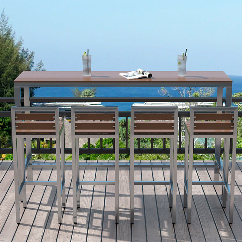 Modern Bar Table Brown Top Dining Table for Kitchen Living Room Coffee Room 78.7"L x 15.7"W x 41.3"H White Without Chairs Clearhalo 'Bar Furniture' 'Bar Tables' 'bar_tables' 'furn' 'furn_bar_tables' 'Furniture' 'Kitchen & Dining Furniture' 6225969