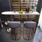 Table de bar en pierre frittée blanche, base en métal, table de salle à manger avec étagères de rangement