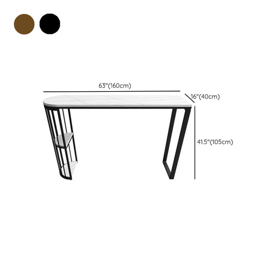 Tavolo da barra in pietra sinterizzato bianco tavolo da pranzo a base di metallo con ripiani