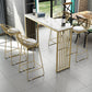 Industrial Bar Table Rectangle Sled Base Bar Height Pub Table for Home White-Gold Without Chairs Clearhalo 'Bar Furniture' 'Bar Tables' 'bar_tables' 'furn' 'furn_bar_tables' 'Furniture' 'Kitchen & Dining Furniture' 6225997