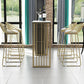 Industrial Bar Table Rectangle Sled Base Bar Height Pub Table for Home 70.9"L x 15.7"W x 41.3"H White-Gold Without Chairs Clearhalo 'Bar Furniture' 'Bar Tables' 'bar_tables' 'furn' 'furn_bar_tables' 'Furniture' 'Kitchen & Dining Furniture' 6225999