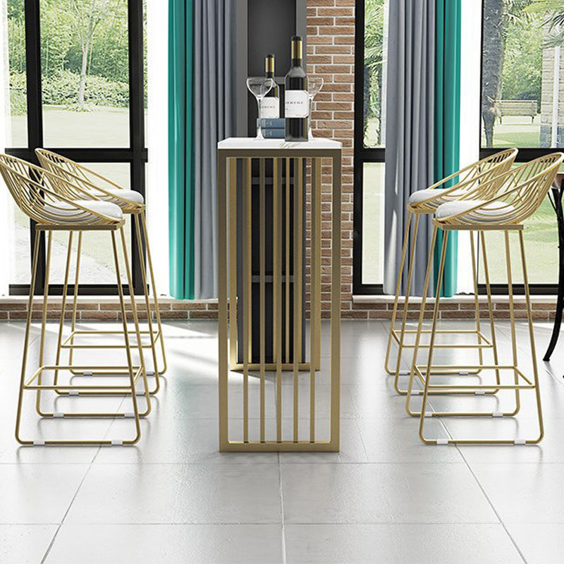 Industrial Bar Table Rectangle Sled Base Bar Height Pub Table for Home 70.9"L x 15.7"W x 41.3"H White-Gold Without Chairs Clearhalo 'Bar Furniture' 'Bar Tables' 'bar_tables' 'furn' 'furn_bar_tables' 'Furniture' 'Kitchen & Dining Furniture' 6225999