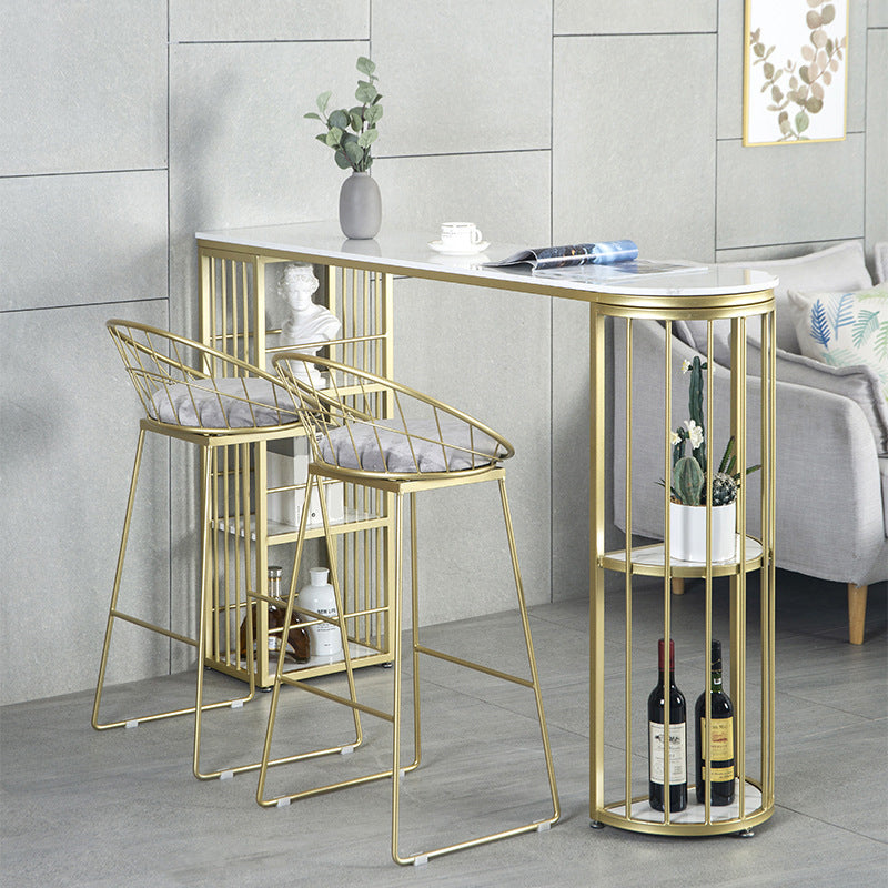 Glam Pub Height Dining Table Stone Top Pub Table for Dining Room White Without Chairs Clearhalo 'Bar Furniture' 'Bar Tables' 'bar_tables' 'furn' 'furn_bar_tables' 'Furniture' 'Kitchen & Dining Furniture' 6226012