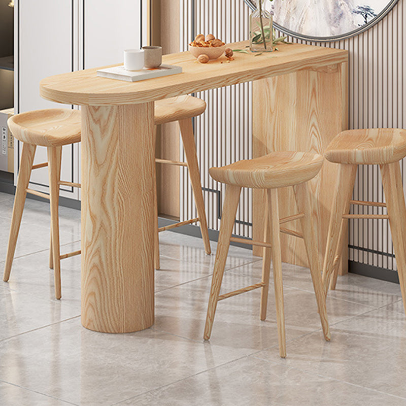 Contemporary Bar Table Solid Wood Specialty Pub Table for Outdoor 70.9"L x 17.7"W x 41.3"H Natural Without Chairs Clearhalo 'Bar Furniture' 'Bar Tables' 'bar_tables' 'furn' 'furn_bar_tables' 'Furniture' 'Kitchen & Dining Furniture' 6226028