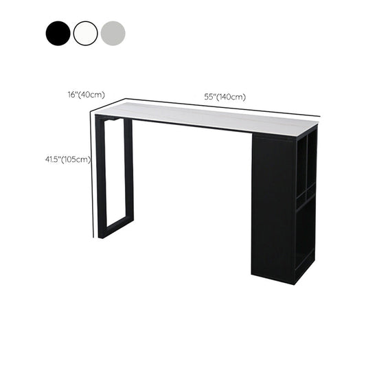 Tavolo da pranzo in metallo di rettangolo di pietra sinterizzata con scaffali di conservazione