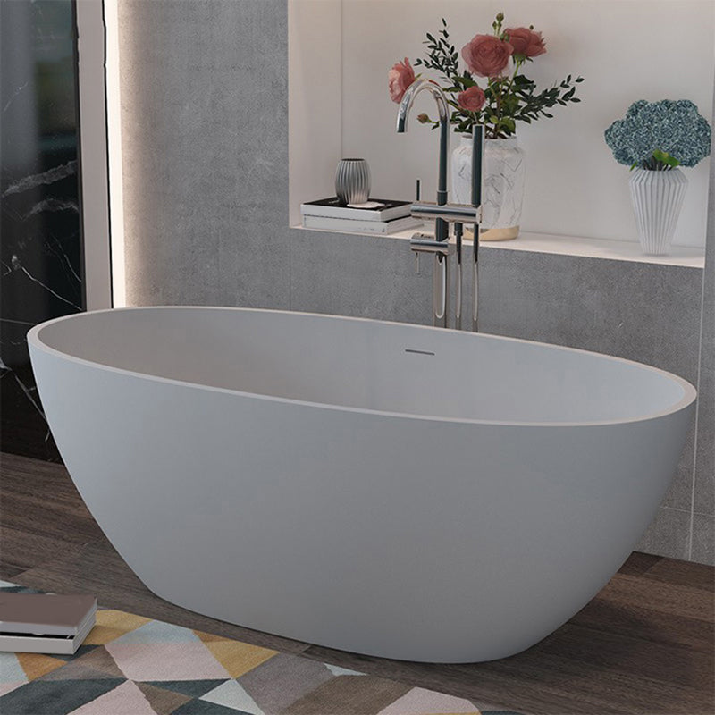 Modern Freestanding Bathtub for Bathroom Matte Finish Acrylic Oval Tub Grey