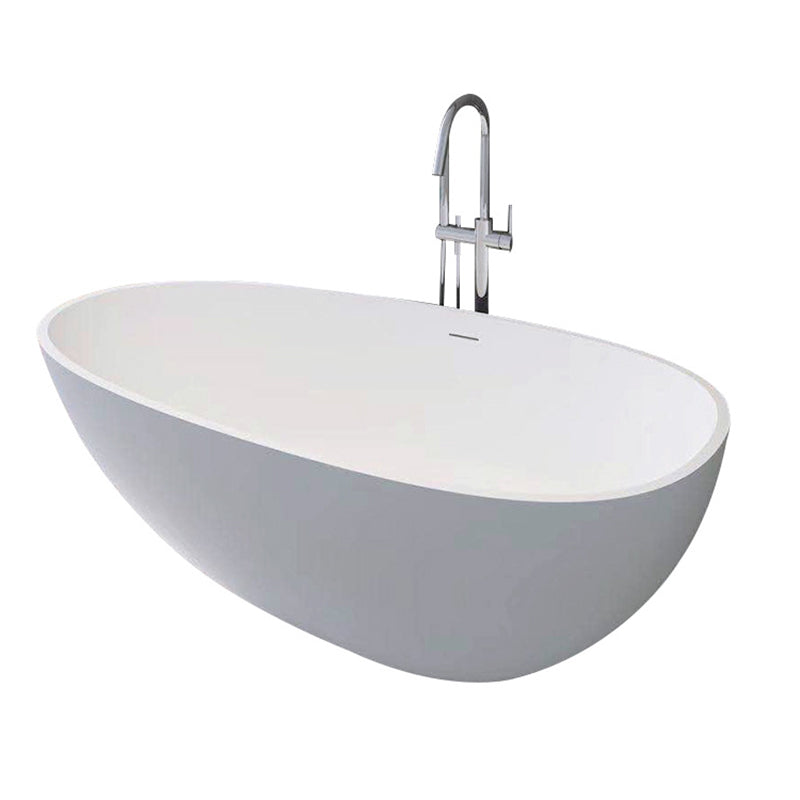Modern Freestanding Bathtub for Bathroom Matte Finish Acrylic Oval Tub White