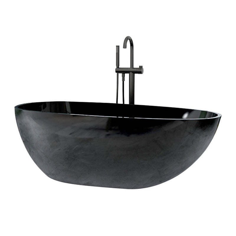 Modern Freestanding Bathtub for Bathroom Matte Finish Acrylic Oval Tub Black