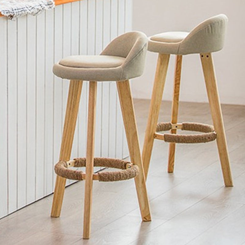 Nordic Armless Backrest Counter Stool Rubber Wood Bar Stool with Pedal Clearhalo 'Bar Furniture' 'Bar Stools' 'bar_stools' 'furn' 'furn_bar_stools' 'Furniture' 'Kitchen & Dining Furniture' 6226273