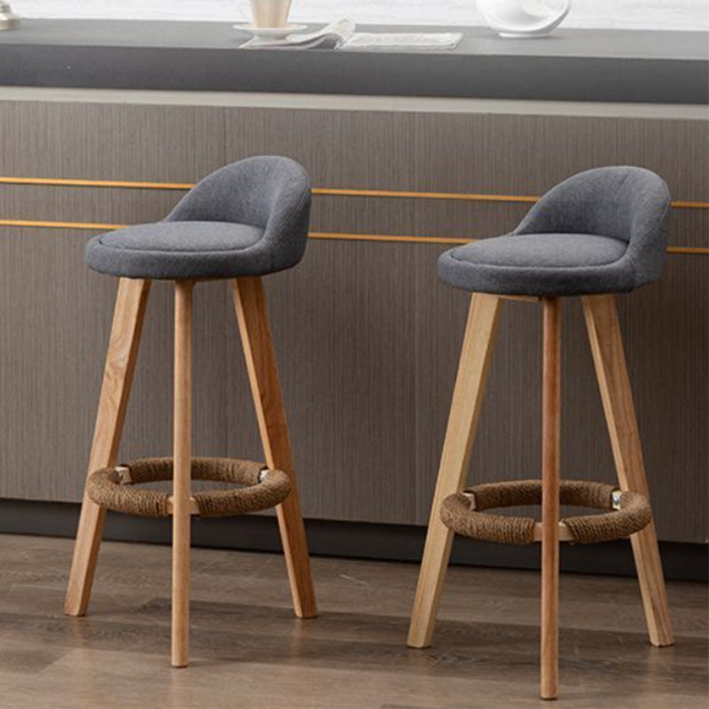Nordic Armless Backrest Counter Stool Rubber Wood Bar Stool with Pedal Clearhalo 'Bar Furniture' 'Bar Stools' 'bar_stools' 'furn' 'furn_bar_stools' 'Furniture' 'Kitchen & Dining Furniture' 6226274