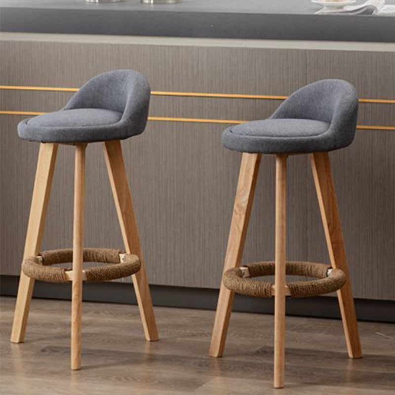 Nordic Armless Backrest Counter Stool Rubber Wood Bar Stool with Pedal Clearhalo 'Bar Furniture' 'Bar Stools' 'bar_stools' 'furn' 'furn_bar_stools' 'Furniture' 'Kitchen & Dining Furniture' 6226275