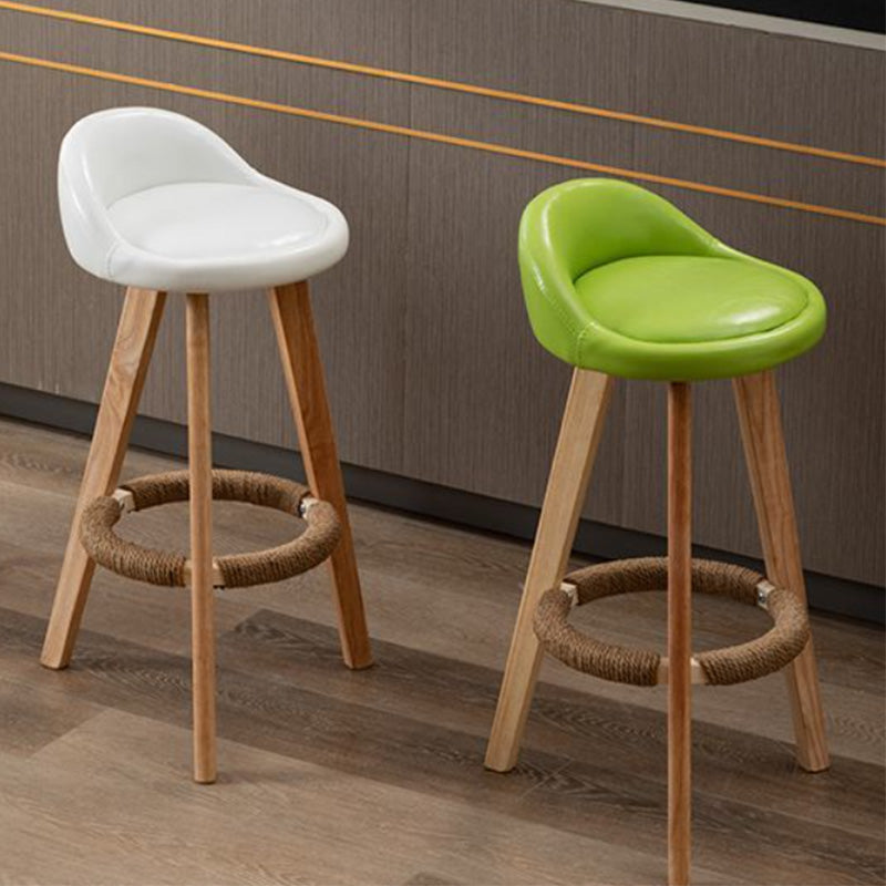 Nordic Armless Backrest Counter Stool Rubber Wood Bar Stool with Pedal Clearhalo 'Bar Furniture' 'Bar Stools' 'bar_stools' 'furn' 'furn_bar_stools' 'Furniture' 'Kitchen & Dining Furniture' 6226276