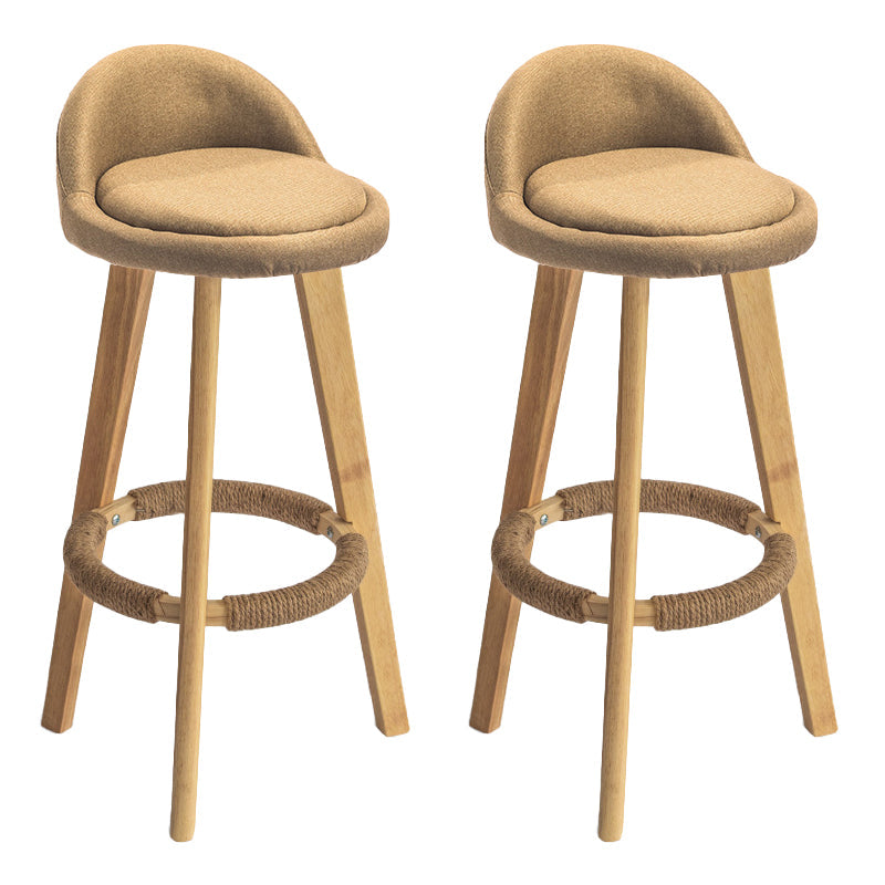 Nordic Armless Backrest Counter Stool Rubber Wood Bar Stool with Pedal Light Yellow 2 Piece Set Clearhalo 'Bar Furniture' 'Bar Stools' 'bar_stools' 'furn' 'furn_bar_stools' 'Furniture' 'Kitchen & Dining Furniture' 6226277