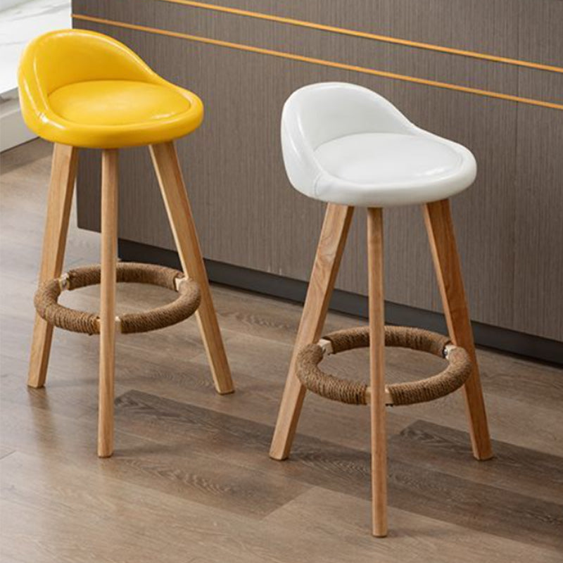 Nordic Armless Backrest Counter Stool Rubber Wood Bar Stool with Pedal Clearhalo 'Bar Furniture' 'Bar Stools' 'bar_stools' 'furn' 'furn_bar_stools' 'Furniture' 'Kitchen & Dining Furniture' 6226278