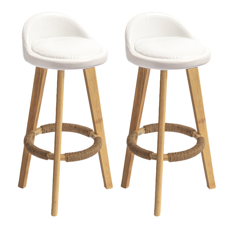 Nordic Armless Backrest Counter Stool Rubber Wood Bar Stool with Pedal White 2 Piece Set Clearhalo 'Bar Furniture' 'Bar Stools' 'bar_stools' 'furn' 'furn_bar_stools' 'Furniture' 'Kitchen & Dining Furniture' 6226279
