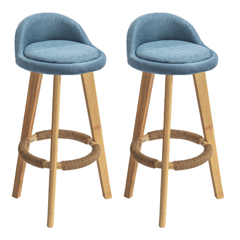 Nordic Armless Backrest Counter Stool Rubber Wood Bar Stool with Pedal Blue 2 Piece Set Clearhalo 'Bar Furniture' 'Bar Stools' 'bar_stools' 'furn' 'furn_bar_stools' 'Furniture' 'Kitchen & Dining Furniture' 6226281