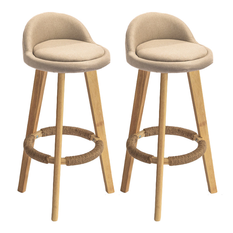 Nordic Armless Backrest Counter Stool Rubber Wood Bar Stool with Pedal Beige 2 Piece Set Clearhalo 'Bar Furniture' 'Bar Stools' 'bar_stools' 'furn' 'furn_bar_stools' 'Furniture' 'Kitchen & Dining Furniture' 6226283