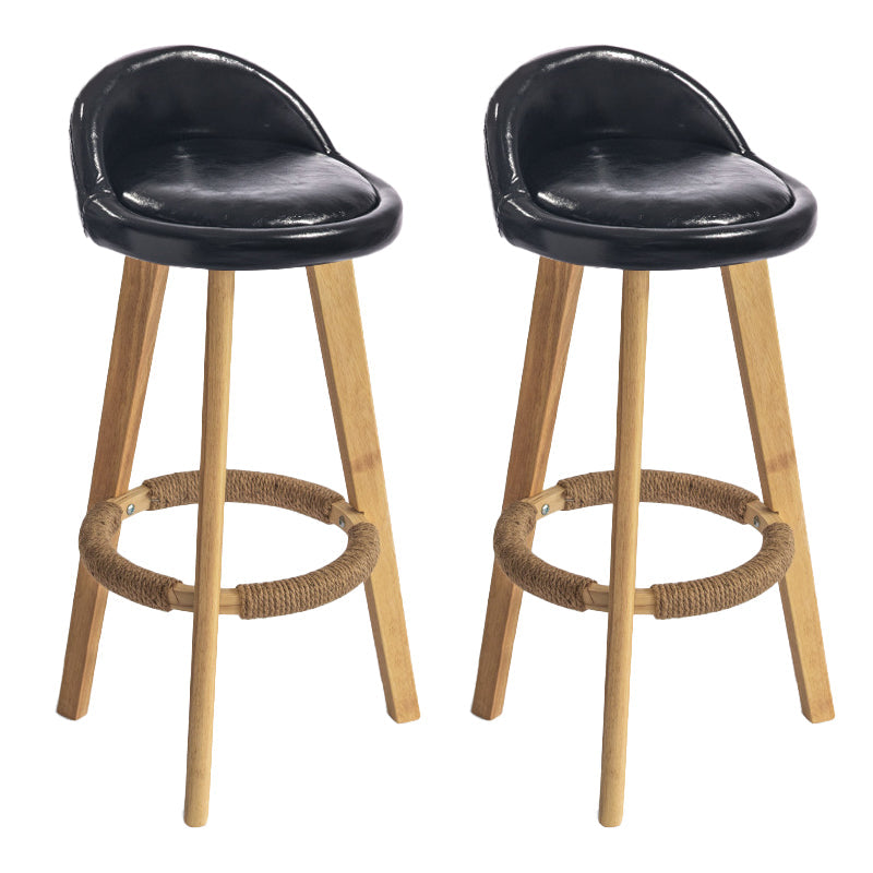 Nordic Armless Backrest Counter Stool Rubber Wood Bar Stool with Pedal Black 2 Piece Set Clearhalo 'Bar Furniture' 'Bar Stools' 'bar_stools' 'furn' 'furn_bar_stools' 'Furniture' 'Kitchen & Dining Furniture' 6226284