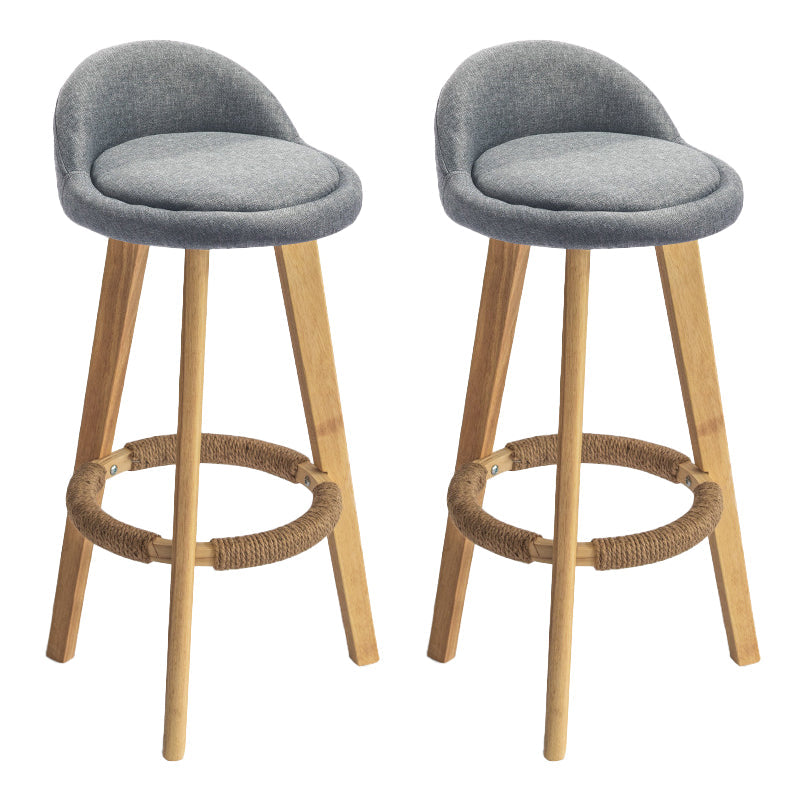 Nordic Armless Backrest Counter Stool Rubber Wood Bar Stool with Pedal Grey 2 Piece Set Clearhalo 'Bar Furniture' 'Bar Stools' 'bar_stools' 'furn' 'furn_bar_stools' 'Furniture' 'Kitchen & Dining Furniture' 6226286