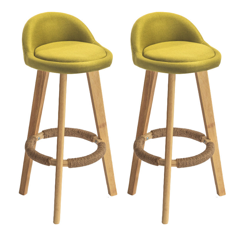 Nordic Armless Backrest Counter Stool Rubber Wood Bar Stool with Pedal Green 2 Piece Set Clearhalo 'Bar Furniture' 'Bar Stools' 'bar_stools' 'furn' 'furn_bar_stools' 'Furniture' 'Kitchen & Dining Furniture' 6226287