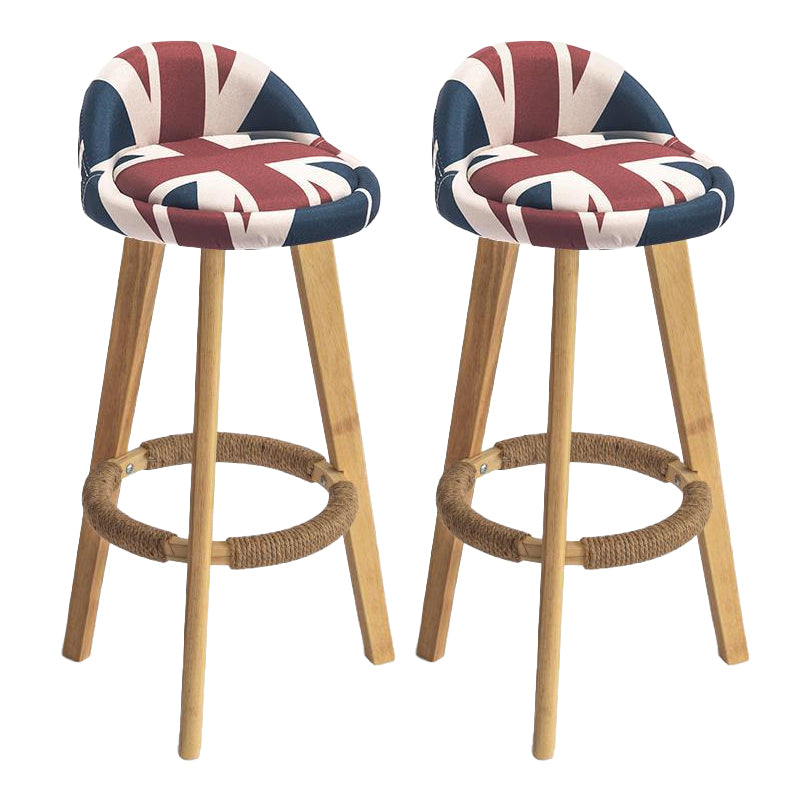Nordic Armless Backrest Counter Stool Rubber Wood Bar Stool with Pedal Red-Blue 2 Piece Set Clearhalo 'Bar Furniture' 'Bar Stools' 'bar_stools' 'furn' 'furn_bar_stools' 'Furniture' 'Kitchen & Dining Furniture' 6226288