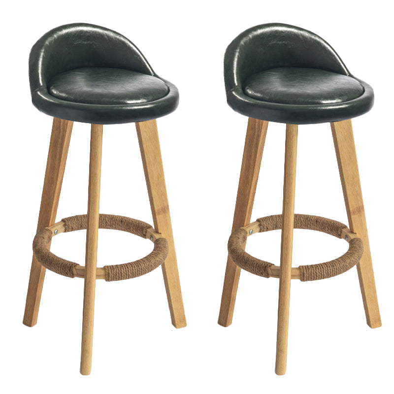 Nordic Armless Backrest Counter Stool Rubber Wood Bar Stool with Pedal Blackish Green 2 Piece Set Clearhalo 'Bar Furniture' 'Bar Stools' 'bar_stools' 'furn' 'furn_bar_stools' 'Furniture' 'Kitchen & Dining Furniture' 6226289