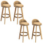 Nordic Armless Backrest Counter Stool Rubber Wood Bar Stool with Pedal Light Yellow 4 Piece Set Clearhalo 'Bar Furniture' 'Bar Stools' 'bar_stools' 'furn' 'furn_bar_stools' 'Furniture' 'Kitchen & Dining Furniture' 6226290