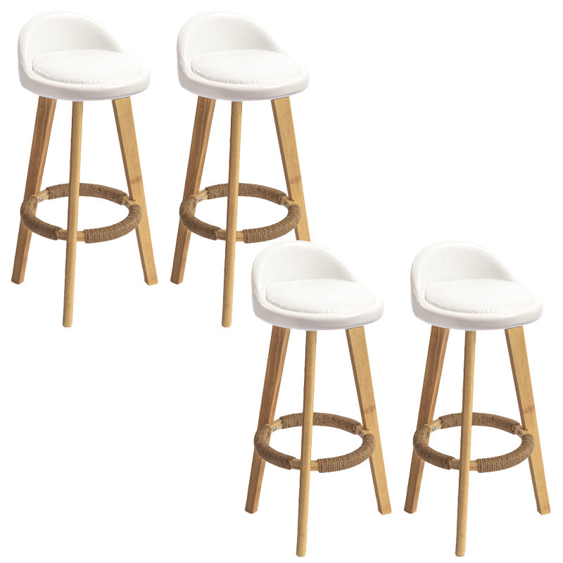 Nordic Armless Backrest Counter Stool Rubber Wood Bar Stool with Pedal White 4 Piece Set Clearhalo 'Bar Furniture' 'Bar Stools' 'bar_stools' 'furn' 'furn_bar_stools' 'Furniture' 'Kitchen & Dining Furniture' 6226291