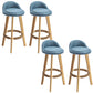 Nordic Armless Backrest Counter Stool Rubber Wood Bar Stool with Pedal Blue 4 Piece Set Clearhalo 'Bar Furniture' 'Bar Stools' 'bar_stools' 'furn' 'furn_bar_stools' 'Furniture' 'Kitchen & Dining Furniture' 6226293