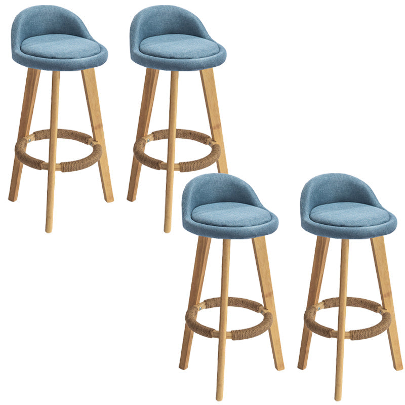Nordic Armless Backrest Counter Stool Rubber Wood Bar Stool with Pedal Blue 4 Piece Set Clearhalo 'Bar Furniture' 'Bar Stools' 'bar_stools' 'furn' 'furn_bar_stools' 'Furniture' 'Kitchen & Dining Furniture' 6226293