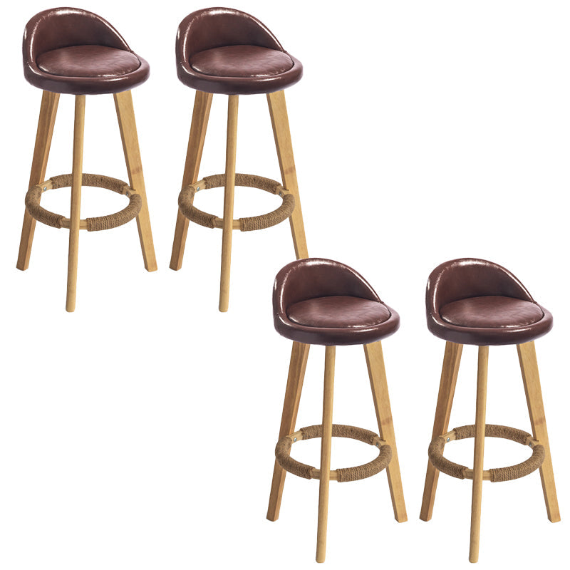 Nordic Armless Backrest Counter Stool Rubber Wood Bar Stool with Pedal Brown 4 Piece Set Clearhalo 'Bar Furniture' 'Bar Stools' 'bar_stools' 'furn' 'furn_bar_stools' 'Furniture' 'Kitchen & Dining Furniture' 6226294