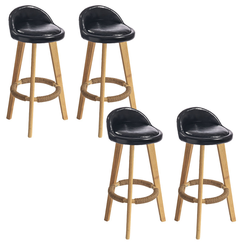 Nordic Armless Backrest Counter Stool Rubber Wood Bar Stool with Pedal Black 4 Piece Set Clearhalo 'Bar Furniture' 'Bar Stools' 'bar_stools' 'furn' 'furn_bar_stools' 'Furniture' 'Kitchen & Dining Furniture' 6226296