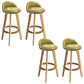 Nordic Armless Backrest Counter Stool Rubber Wood Bar Stool with Pedal Fluorescent Green 4 Piece Set Clearhalo 'Bar Furniture' 'Bar Stools' 'bar_stools' 'furn' 'furn_bar_stools' 'Furniture' 'Kitchen & Dining Furniture' 6226297