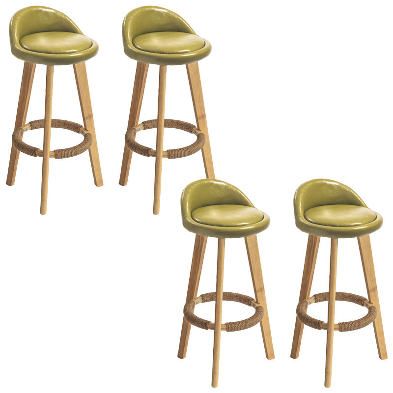 Nordic Armless Backrest Counter Stool Rubber Wood Bar Stool with Pedal Fluorescent Green 4 Piece Set Clearhalo 'Bar Furniture' 'Bar Stools' 'bar_stools' 'furn' 'furn_bar_stools' 'Furniture' 'Kitchen & Dining Furniture' 6226297