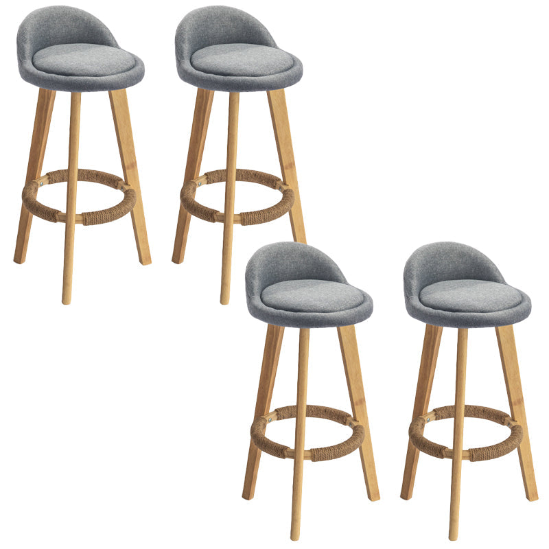 Nordic Armless Backrest Counter Stool Rubber Wood Bar Stool with Pedal Grey 4 Piece Set Clearhalo 'Bar Furniture' 'Bar Stools' 'bar_stools' 'furn' 'furn_bar_stools' 'Furniture' 'Kitchen & Dining Furniture' 6226298