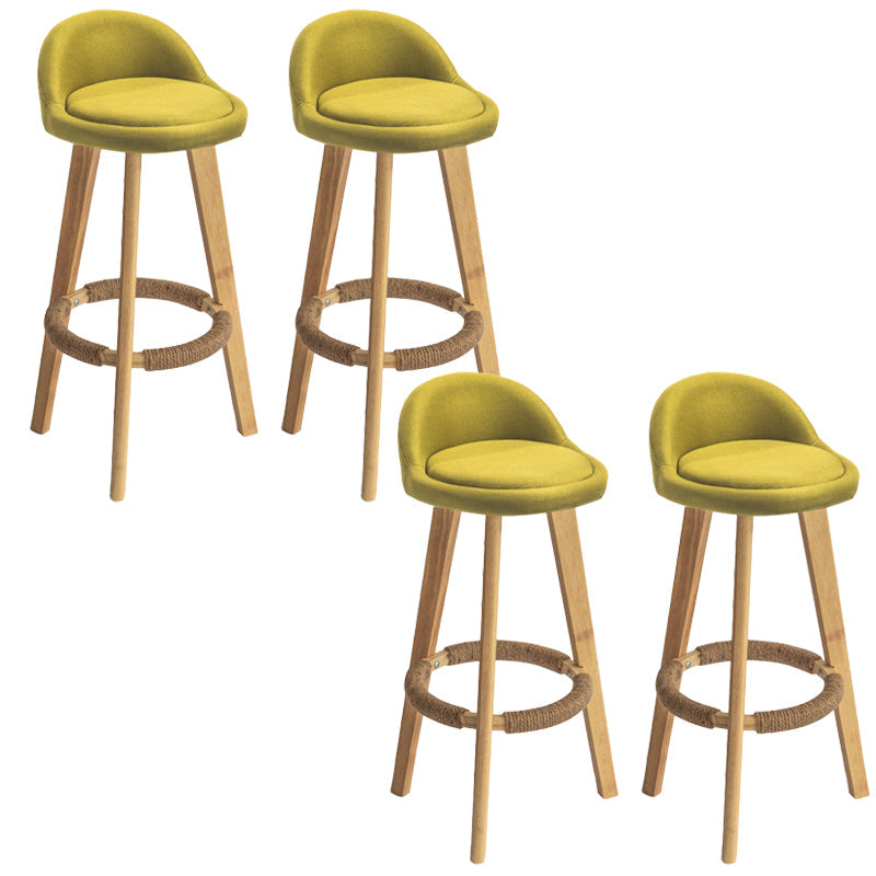 Nordic Armless Backrest Counter Stool Rubber Wood Bar Stool with Pedal Green 4 Piece Set Clearhalo 'Bar Furniture' 'Bar Stools' 'bar_stools' 'furn' 'furn_bar_stools' 'Furniture' 'Kitchen & Dining Furniture' 6226299