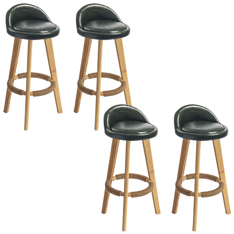 Nordic Armless Backrest Counter Stool Rubber Wood Bar Stool with Pedal Blackish Green 4 Piece Set Clearhalo 'Bar Furniture' 'Bar Stools' 'bar_stools' 'furn' 'furn_bar_stools' 'Furniture' 'Kitchen & Dining Furniture' 6226301