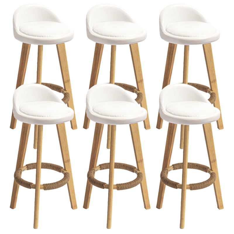Nordic Armless Backrest Counter Stool Rubber Wood Bar Stool with Pedal White 6 Piece Set Clearhalo 'Bar Furniture' 'Bar Stools' 'bar_stools' 'furn' 'furn_bar_stools' 'Furniture' 'Kitchen & Dining Furniture' 6226303