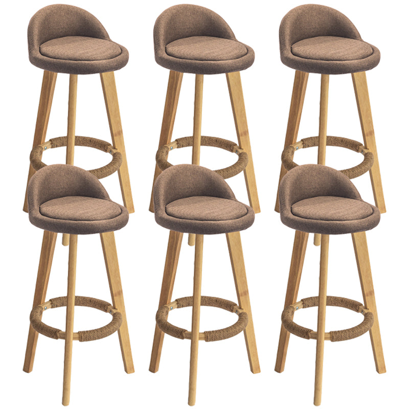 Nordic Armless Backrest Counter Stool Rubber Wood Bar Stool with Pedal Coffee 6 Piece Set Clearhalo 'Bar Furniture' 'Bar Stools' 'bar_stools' 'furn' 'furn_bar_stools' 'Furniture' 'Kitchen & Dining Furniture' 6226304