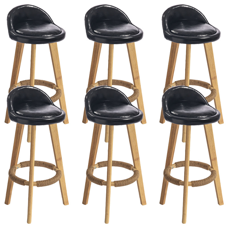 Nordic Armless Backrest Counter Stool Rubber Wood Bar Stool with Pedal Black 6 Piece Set Clearhalo 'Bar Furniture' 'Bar Stools' 'bar_stools' 'furn' 'furn_bar_stools' 'Furniture' 'Kitchen & Dining Furniture' 6226308