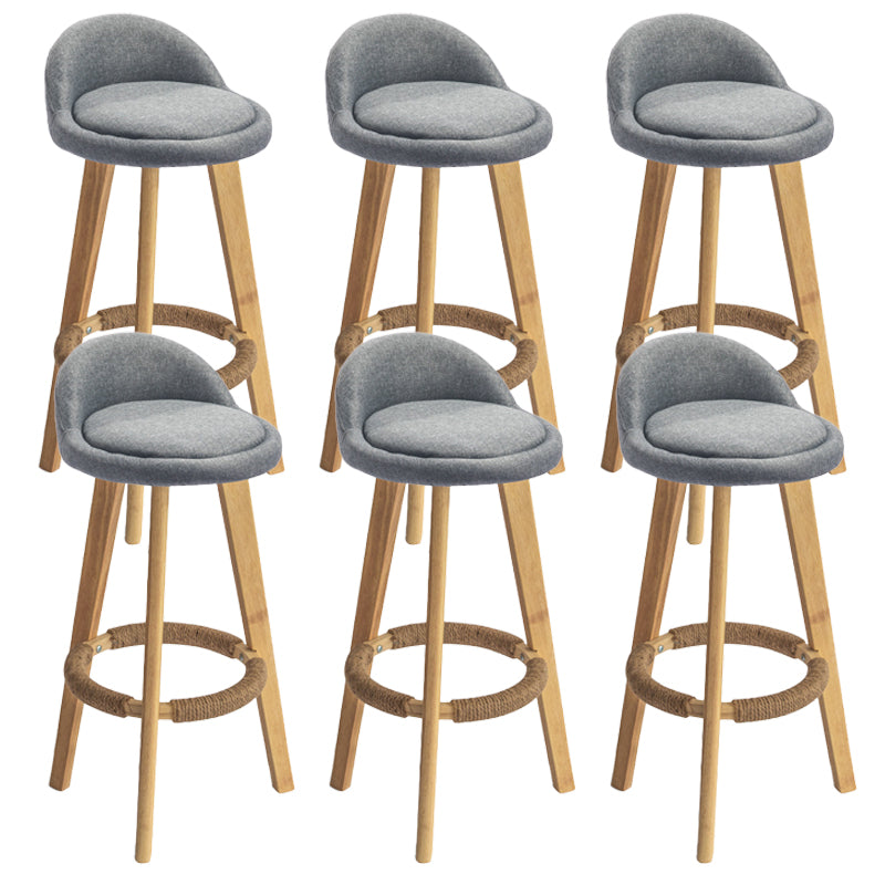 Nordic Armless Backrest Counter Stool Rubber Wood Bar Stool with Pedal Grey 6 Piece Set Clearhalo 'Bar Furniture' 'Bar Stools' 'bar_stools' 'furn' 'furn_bar_stools' 'Furniture' 'Kitchen & Dining Furniture' 6226310