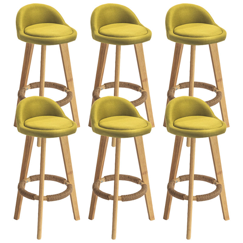 Nordic Armless Backrest Counter Stool Rubber Wood Bar Stool with Pedal Green 6 Piece Set Clearhalo 'Bar Furniture' 'Bar Stools' 'bar_stools' 'furn' 'furn_bar_stools' 'Furniture' 'Kitchen & Dining Furniture' 6226311