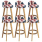 Nordic Armless Backrest Counter Stool Rubber Wood Bar Stool with Pedal Red-Blue 6 Piece Set Clearhalo 'Bar Furniture' 'Bar Stools' 'bar_stools' 'furn' 'furn_bar_stools' 'Furniture' 'Kitchen & Dining Furniture' 6226312