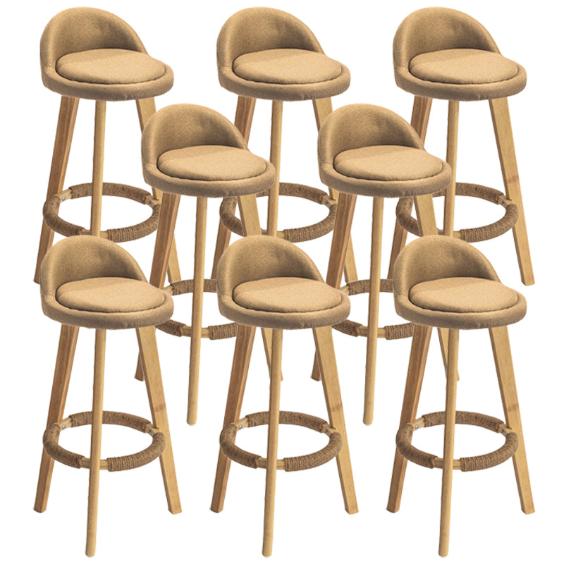 Nordic Armless Backrest Counter Stool Rubber Wood Bar Stool with Pedal Light Yellow 8 Piece Set Clearhalo 'Bar Furniture' 'Bar Stools' 'bar_stools' 'furn' 'furn_bar_stools' 'Furniture' 'Kitchen & Dining Furniture' 6226314