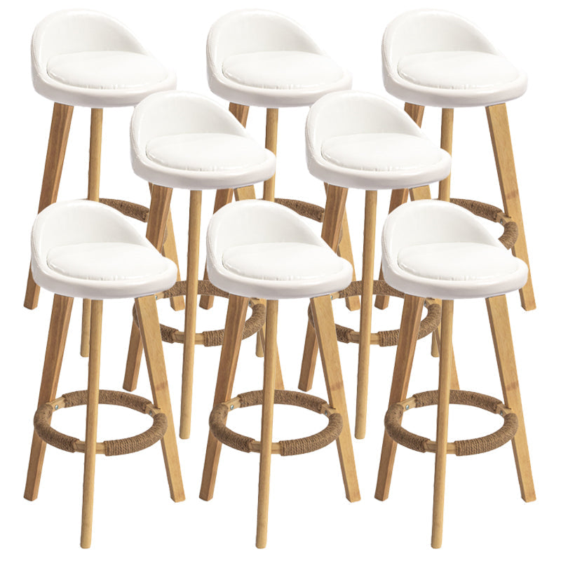 Nordic Armless Backrest Counter Stool Rubber Wood Bar Stool with Pedal White 8 Piece Set Clearhalo 'Bar Furniture' 'Bar Stools' 'bar_stools' 'furn' 'furn_bar_stools' 'Furniture' 'Kitchen & Dining Furniture' 6226315