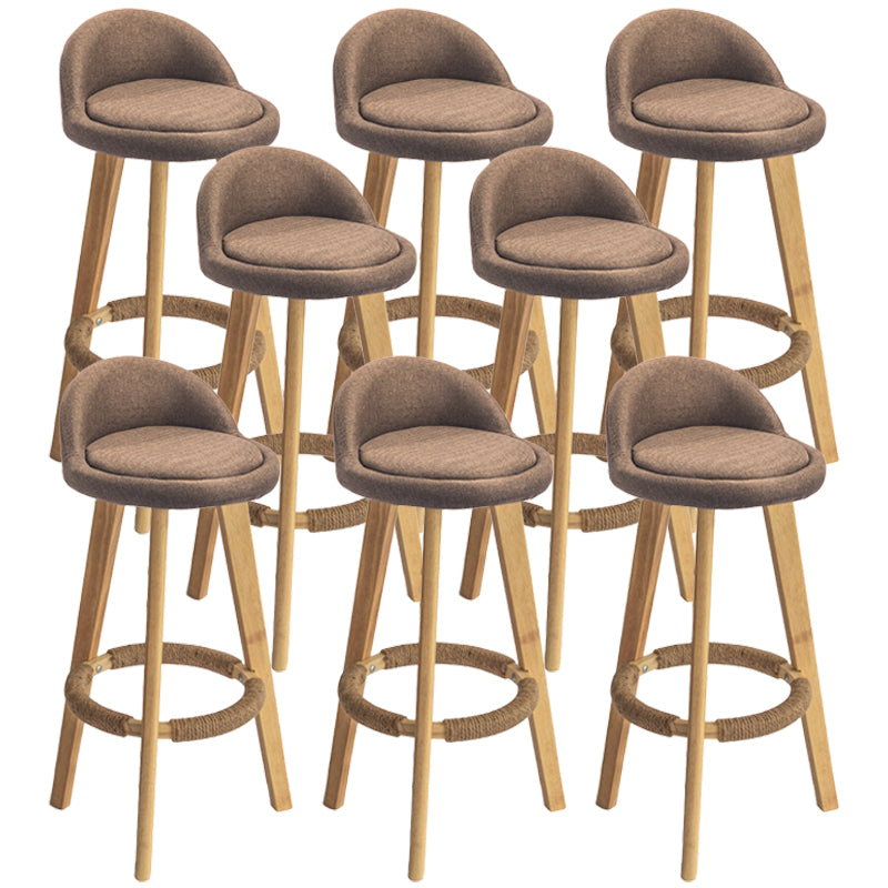Nordic Armless Backrest Counter Stool Rubber Wood Bar Stool with Pedal Coffee 8 Piece Set Clearhalo 'Bar Furniture' 'Bar Stools' 'bar_stools' 'furn' 'furn_bar_stools' 'Furniture' 'Kitchen & Dining Furniture' 6226316
