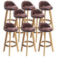 Nordic Armless Backrest Counter Stool Rubber Wood Bar Stool with Pedal Brown 8 Piece Set Clearhalo 'Bar Furniture' 'Bar Stools' 'bar_stools' 'furn' 'furn_bar_stools' 'Furniture' 'Kitchen & Dining Furniture' 6226318