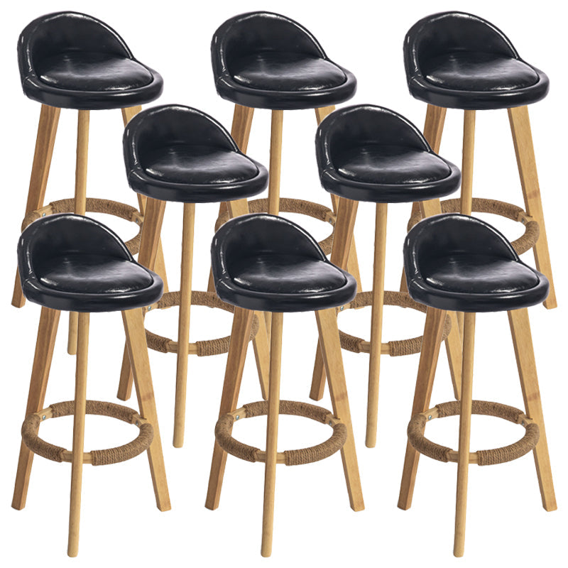 Nordic Armless Backrest Counter Stool Rubber Wood Bar Stool with Pedal Black 8 Piece Set Clearhalo 'Bar Furniture' 'Bar Stools' 'bar_stools' 'furn' 'furn_bar_stools' 'Furniture' 'Kitchen & Dining Furniture' 6226320