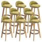 Nordic Armless Backrest Counter Stool Rubber Wood Bar Stool with Pedal Fluorescent Green 8 Piece Set Clearhalo 'Bar Furniture' 'Bar Stools' 'bar_stools' 'furn' 'furn_bar_stools' 'Furniture' 'Kitchen & Dining Furniture' 6226321